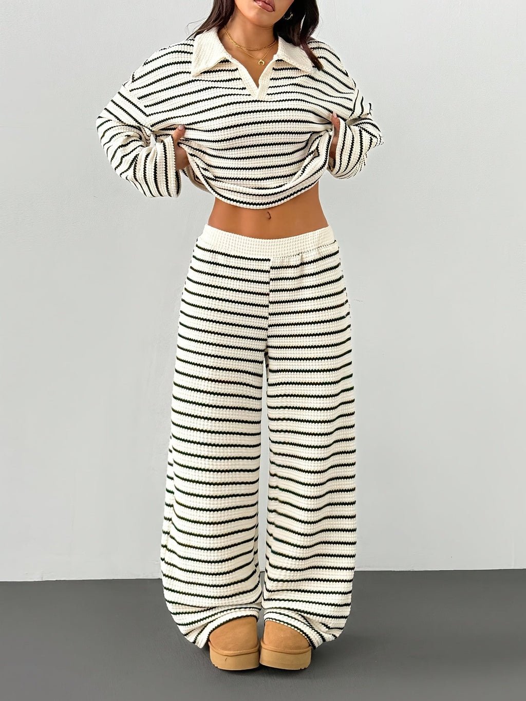 Set Loungewear Donna Due Pezzi A Righe – Stile Casual Moderno