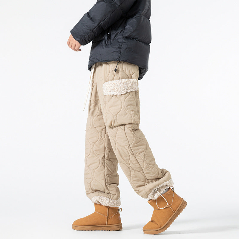 Pantaloni da sci trapuntati da uomo – Pantaloni invernali spessi dal taglio dritto