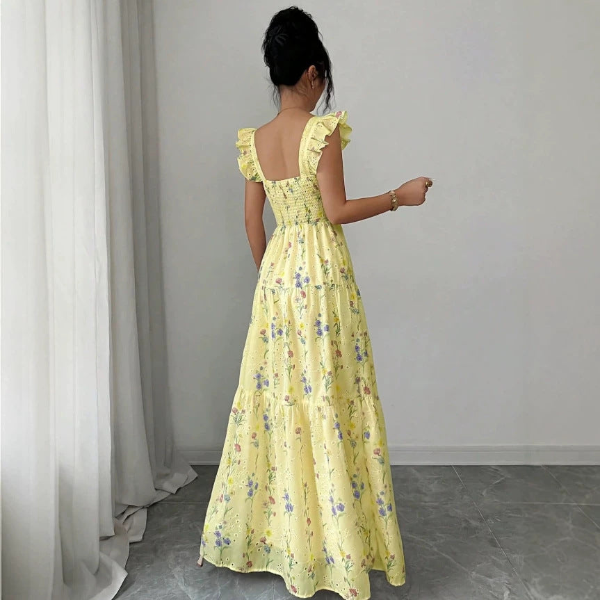 Abito donna floreale con spalline sottili stile francese - Leggero e romantico