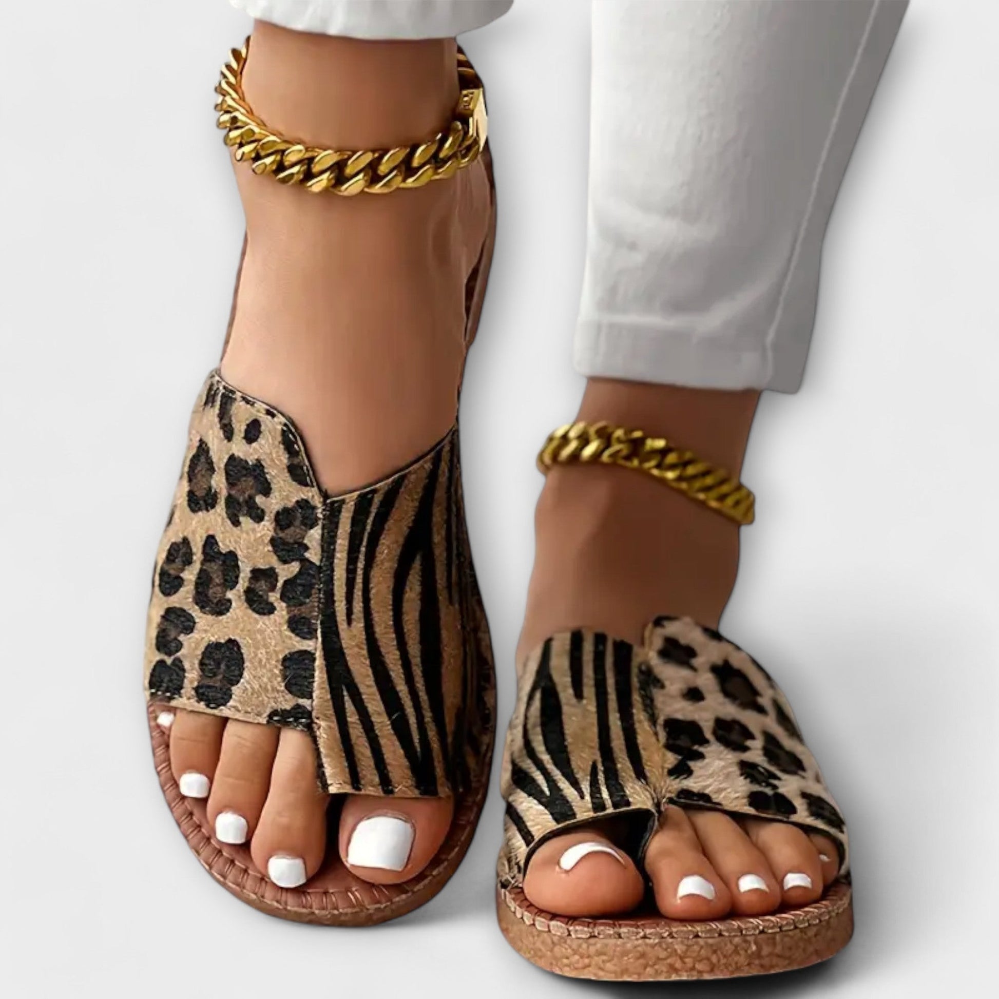 Ciabatte leopardate da donna bicolore - Comode e di tendenza