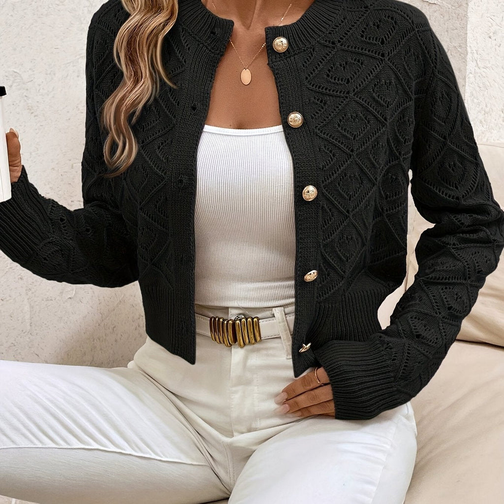 Cardigan donna traforato con bottoni - Elegante e leggero