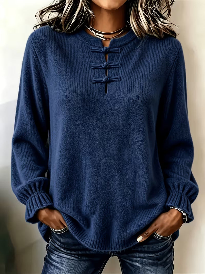 Camicia in maglia da donna con collo alto – Vestibilità casual