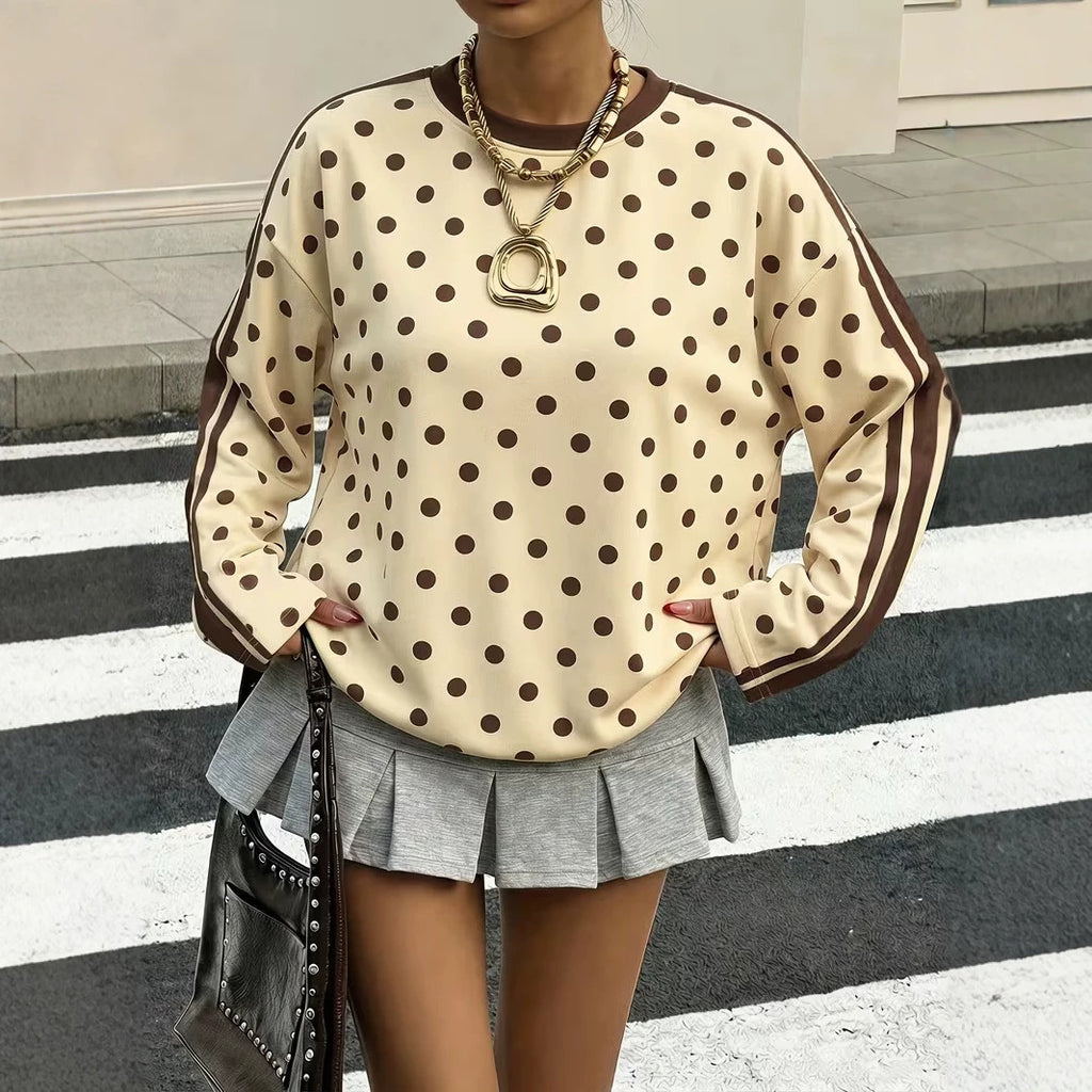 T-shirt pour femme à imprimé pois et rayures - Frais et décontracté