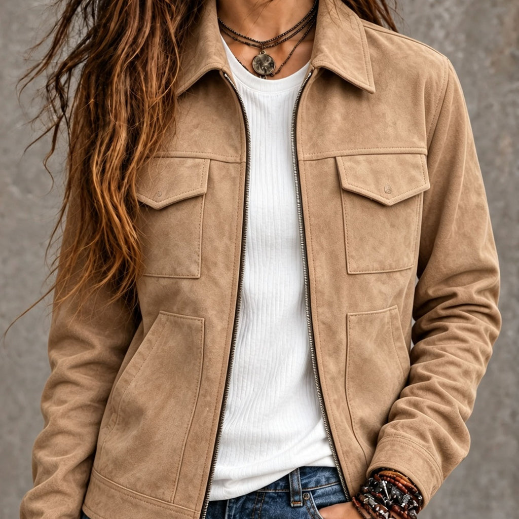 Veste vintage en suède pour femme - Décontractée et intemporelle