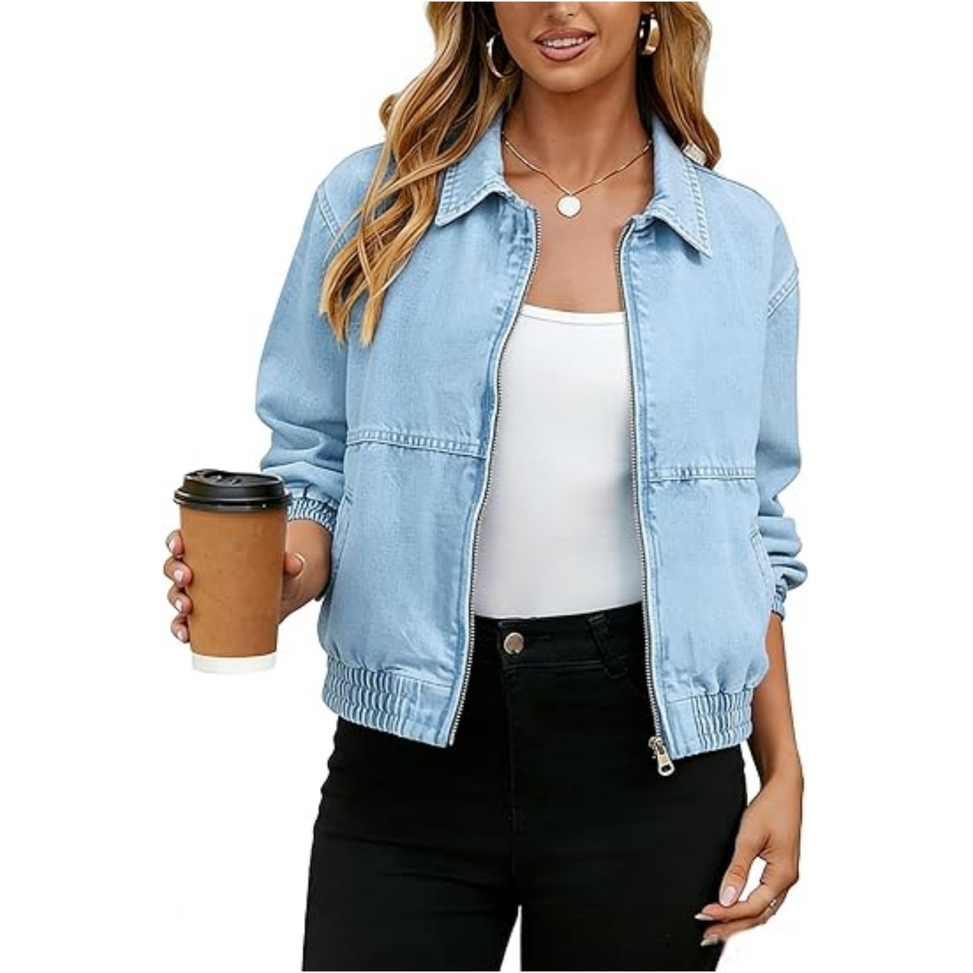 Giacca in Denim Retrò Unisex – Stile Vintage Casual con Revers e Zip