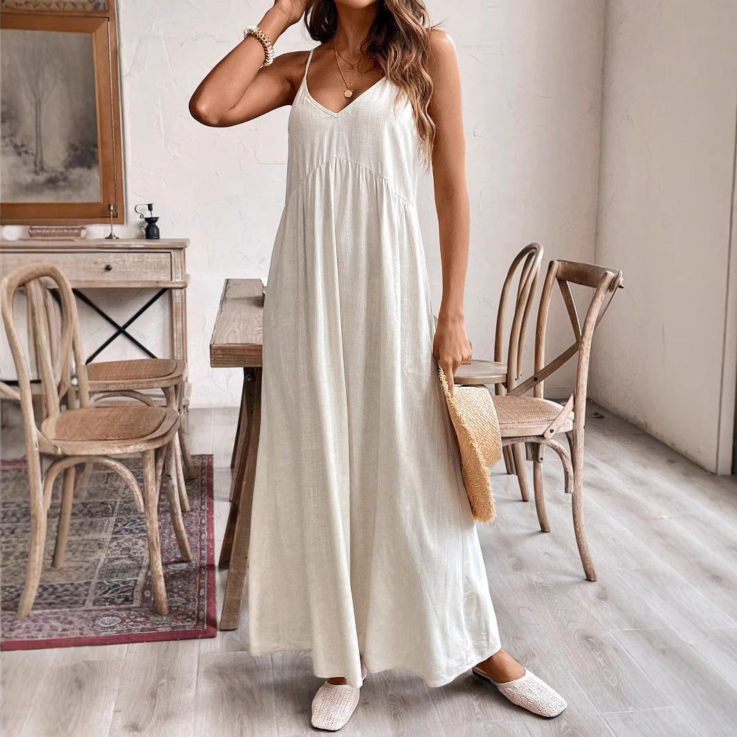 Abito lungo donna senza spalline linea ad A