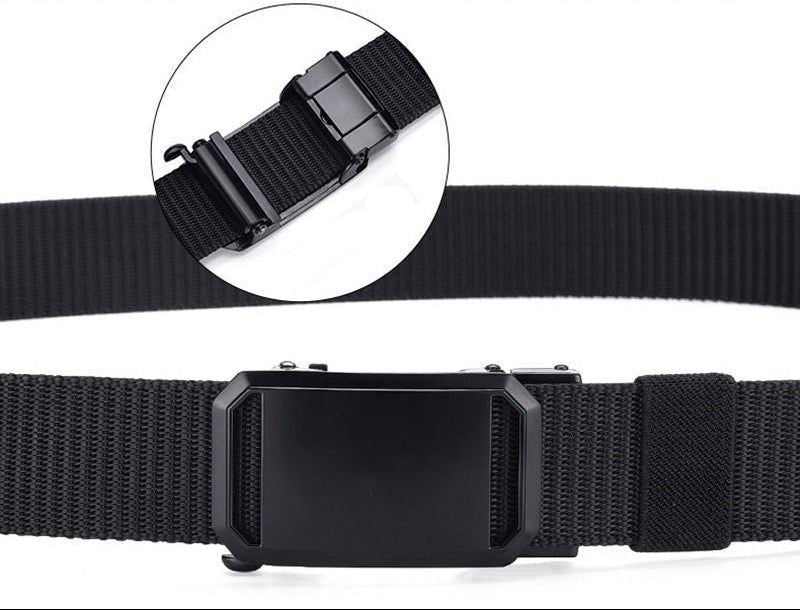 Cintura da uomo in tela di nylon resistente – Fibbia automatica senza denti, stile outdoor