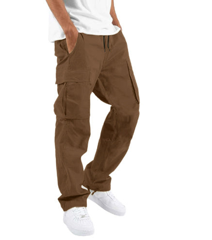 Pantaloni cargo a gamba larga da uomo - Vestibilità rilassata - Pantaloni casual in misto cotone