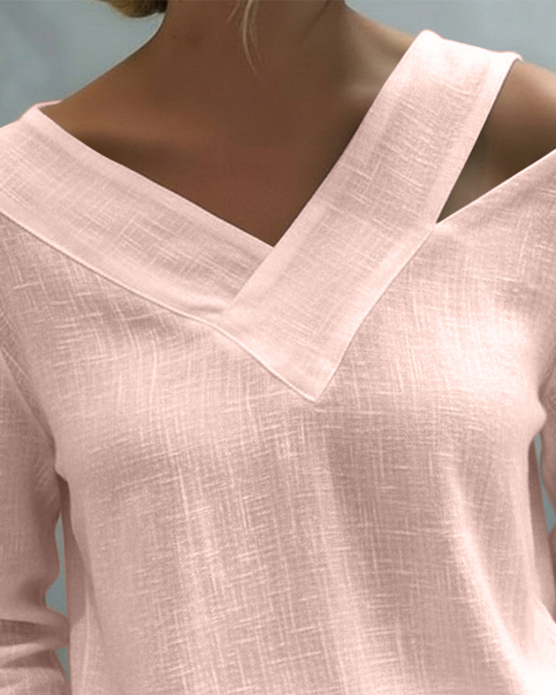 Top elegante da donna con scollo a V asimmetrico, perfetto per il lavoro e le feste