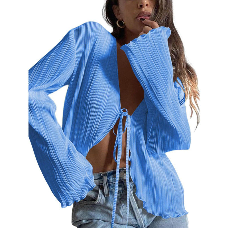 Camicia plissettata donna a maniche lunghe - Fluida ed elegante