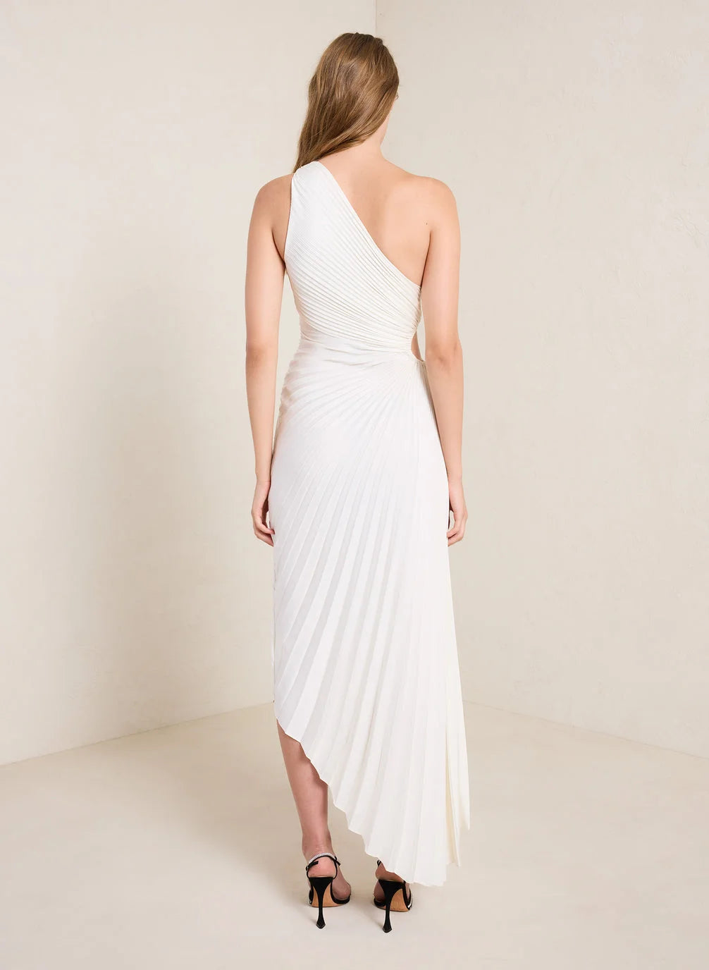 Abito maxi monospalla plissettato da donna - Elegante e fluido