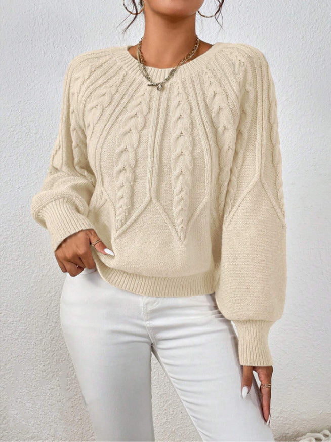 Suéter de mujer de cuello redondo con textura - Suave y versátil
