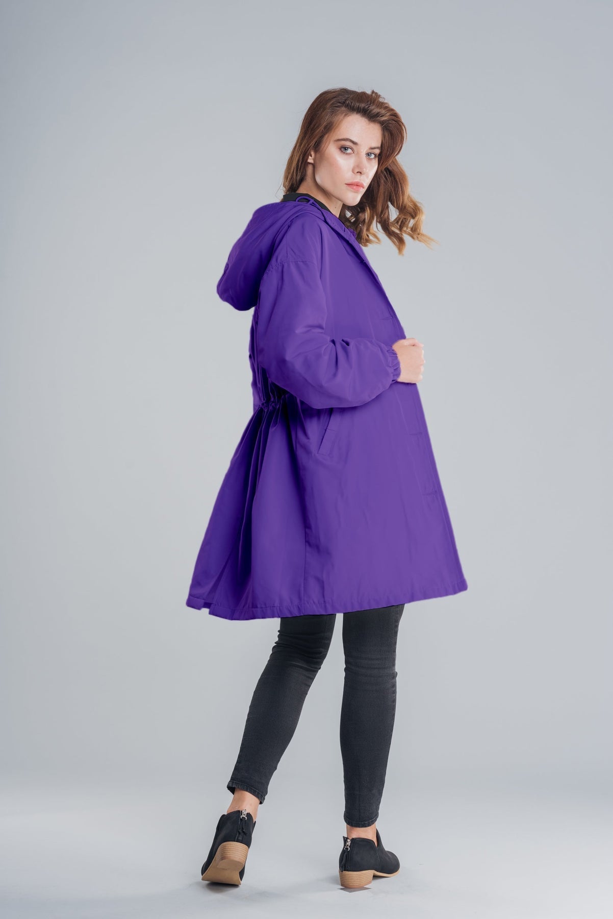 Giacca antipioggia impermeabile oversize con cappuccio da donna - elegante per le attività all'aperto