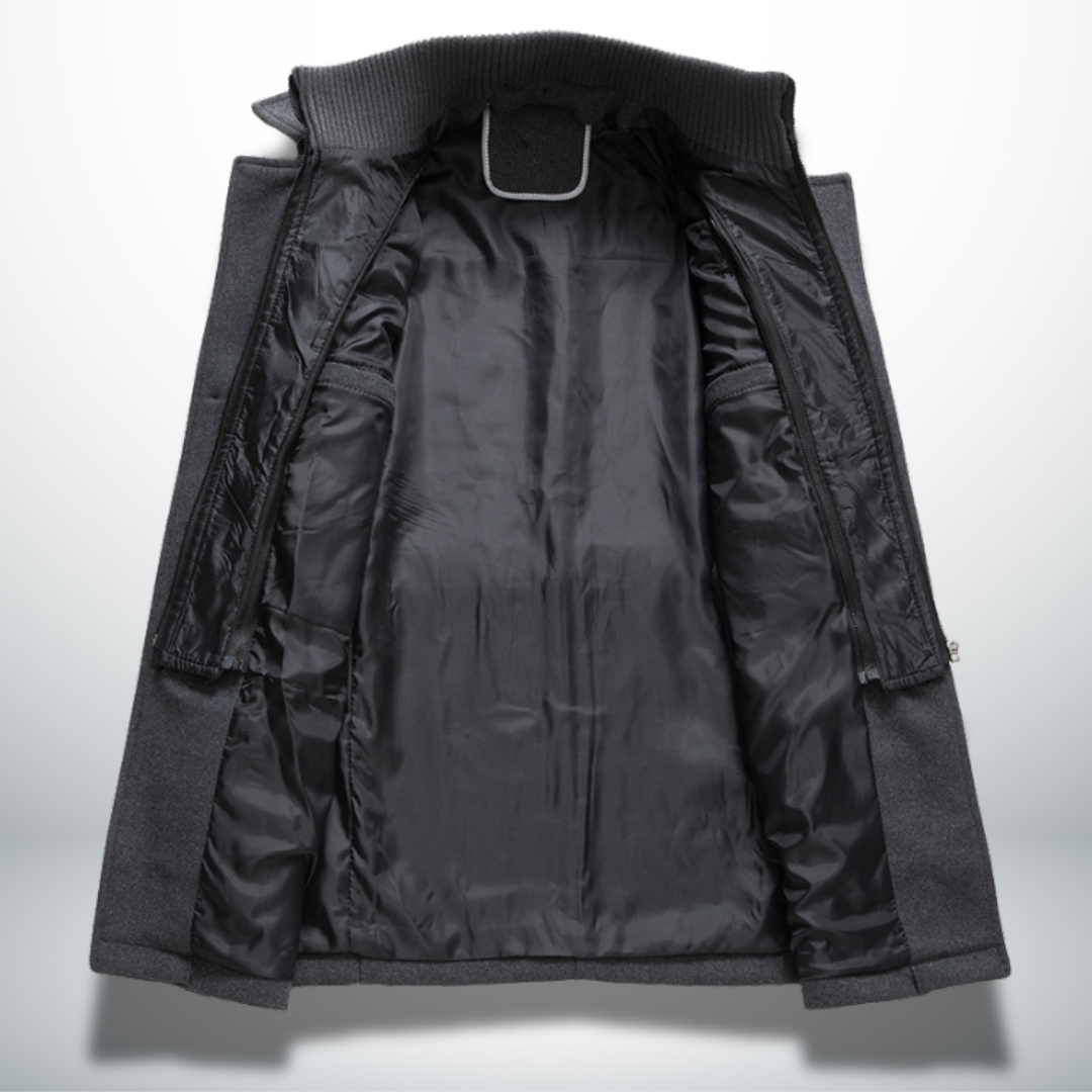Cappotto da uomo in misto lana – Giacca con doppio collo e cerniera completa