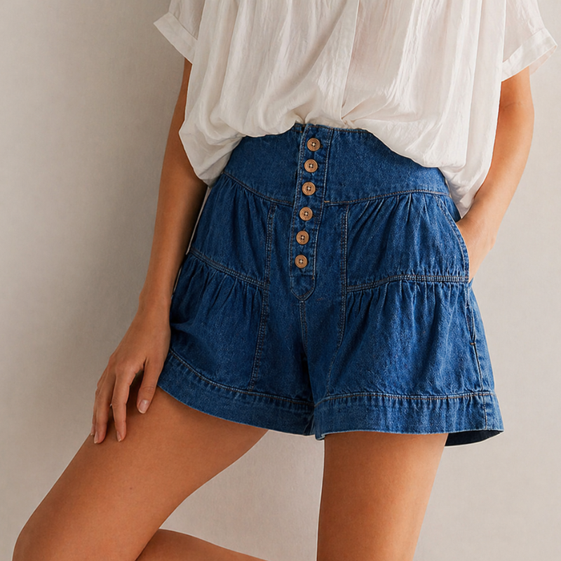 Pantaloncini donna con volant a vita alta - Leggeri ed estivi