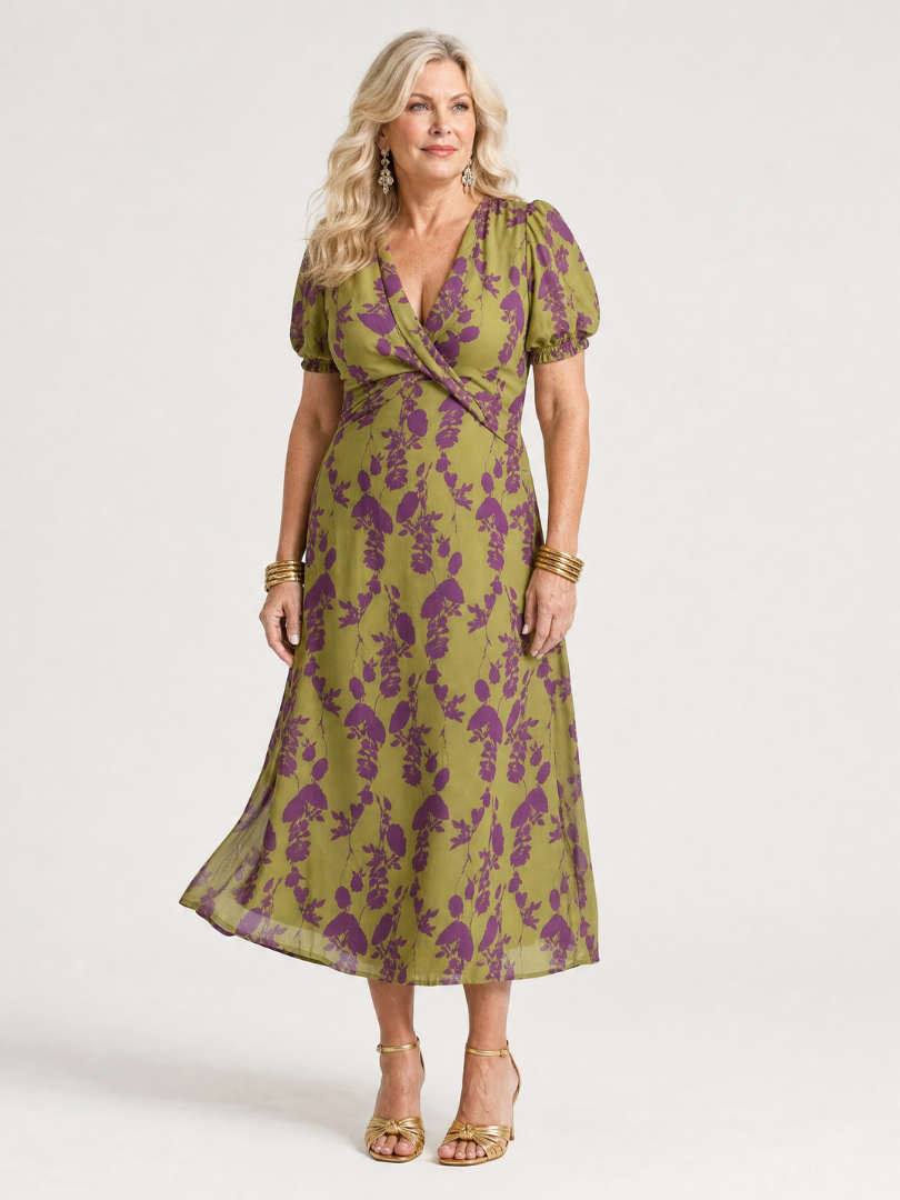 Abito midi floreale da donna a linea fluida - Casual ed elegante