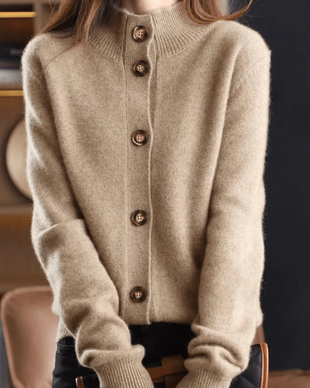 Cardigan da donna in misto lana – Maglia morbida con scollo a V e bottoni sul davanti