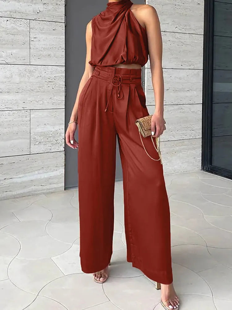 Completo estivo donna crop top + palazzo – coordinato chic da cerimonia