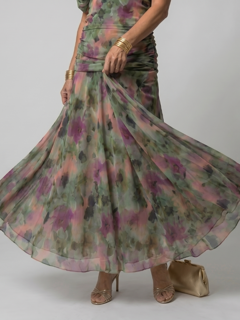 Abito midi da donna con spalle scoperte - Fluido e romantico