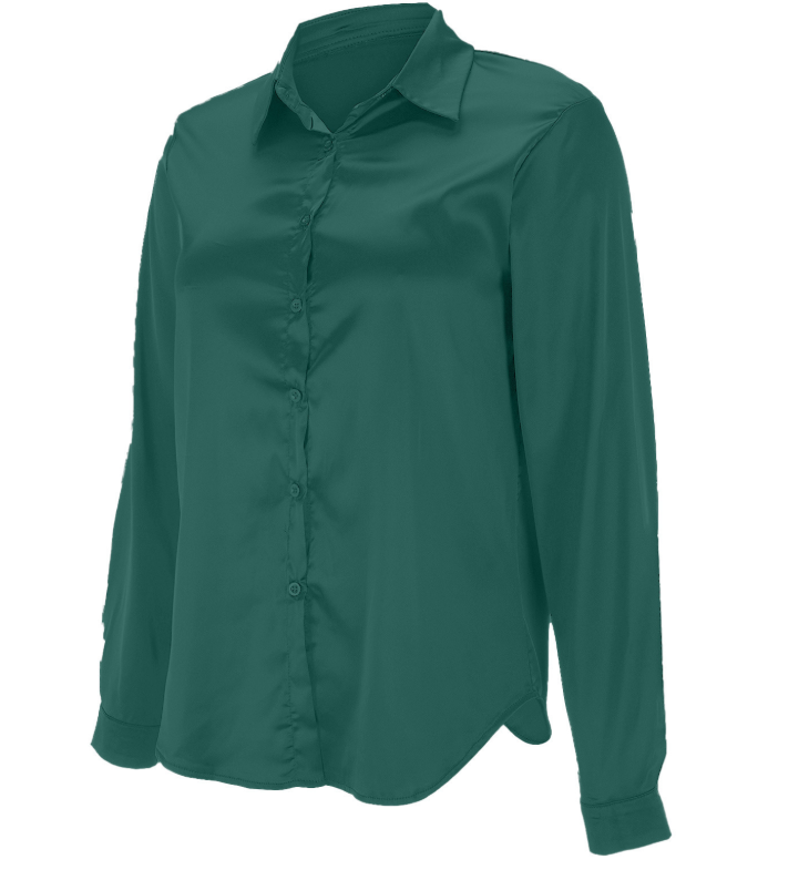 Camicetta satinata da donna con scollatura profonda – Blusa elegante fluida