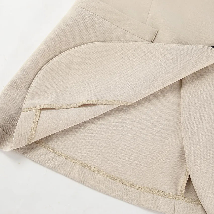 Donna Completo Elegante Formale Beige Blazer Pantaloni – Raffinato, Moderno