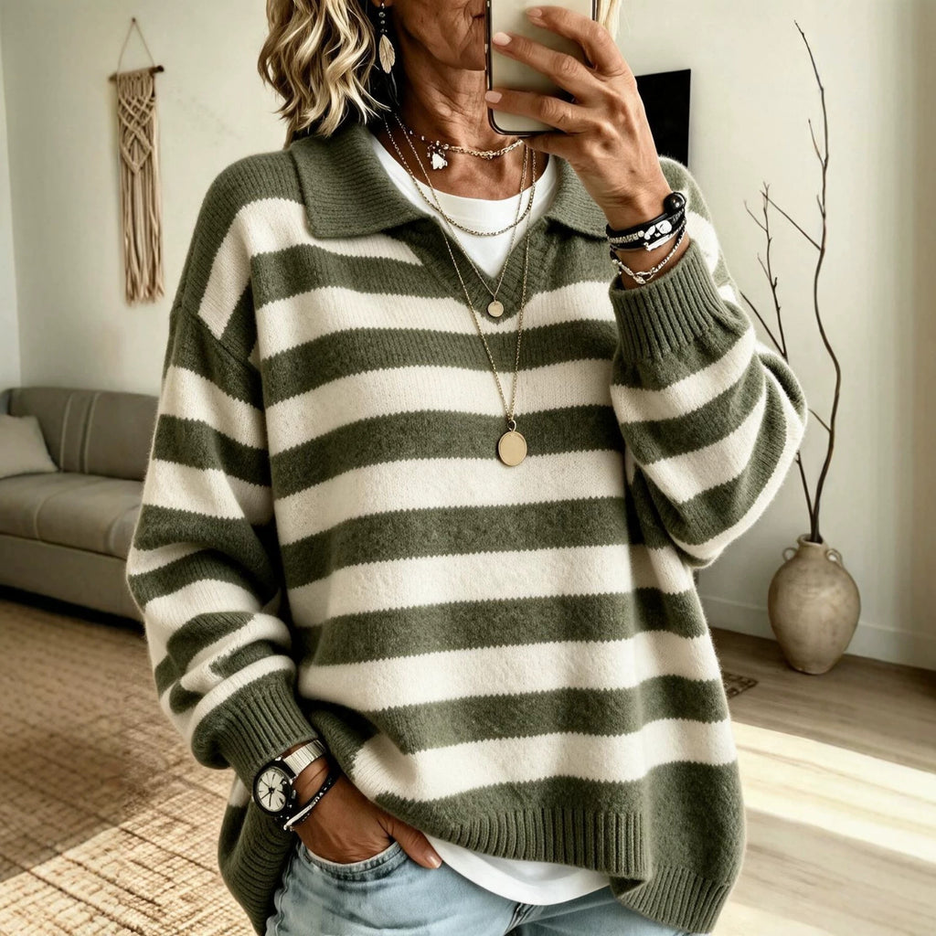 Suéter de mujer estilo marinero con bloques de color - Suave y estructurado