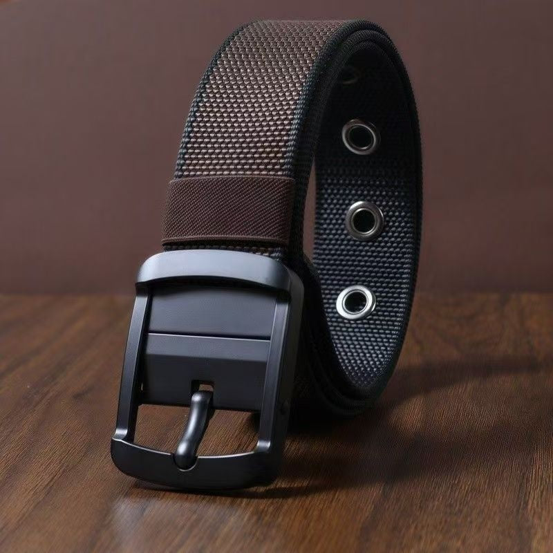 Cintura girevole in nylon da uomo – Stile versatile con fibbia ad ardiglione bifacciale