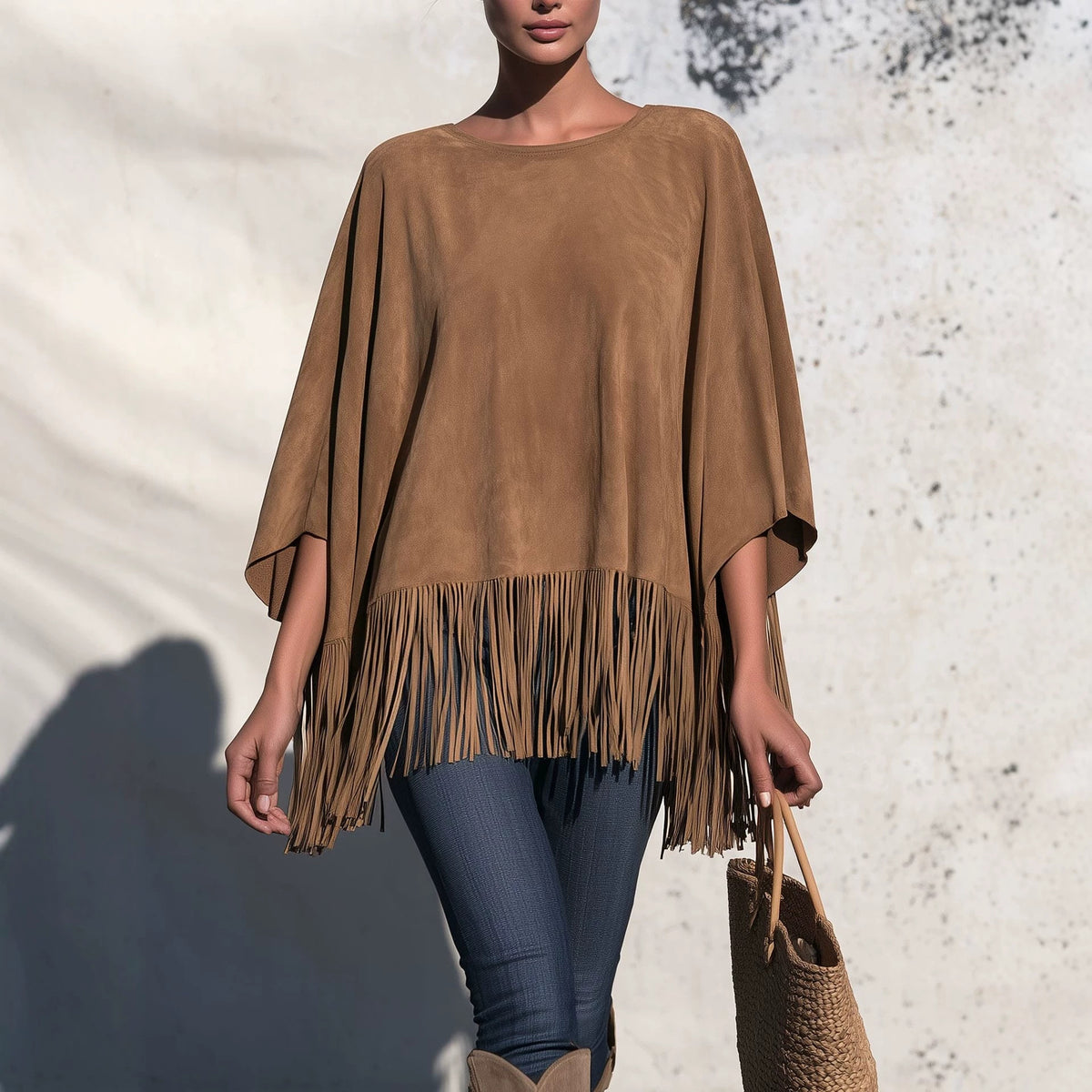 Loose-fit women’s blouse with fringes - Fluid and original