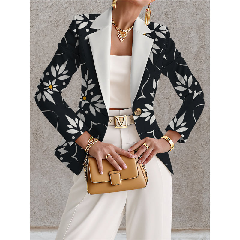 Giacca da donna blu navy a pois bianchi – Stile casual chic ed elegante