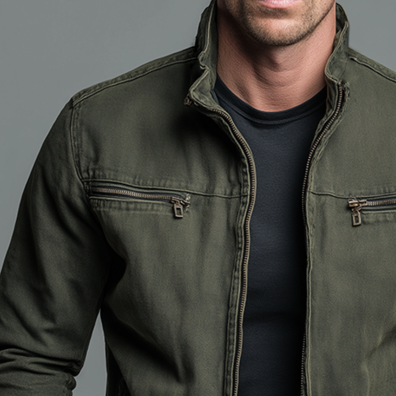 Giacca da uomo in cotone stile vintage - Con zip e casual