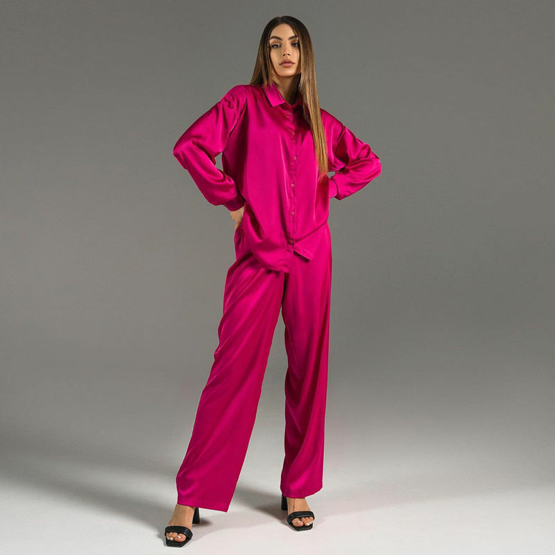 Completo in raso da donna - Top con pantaloni