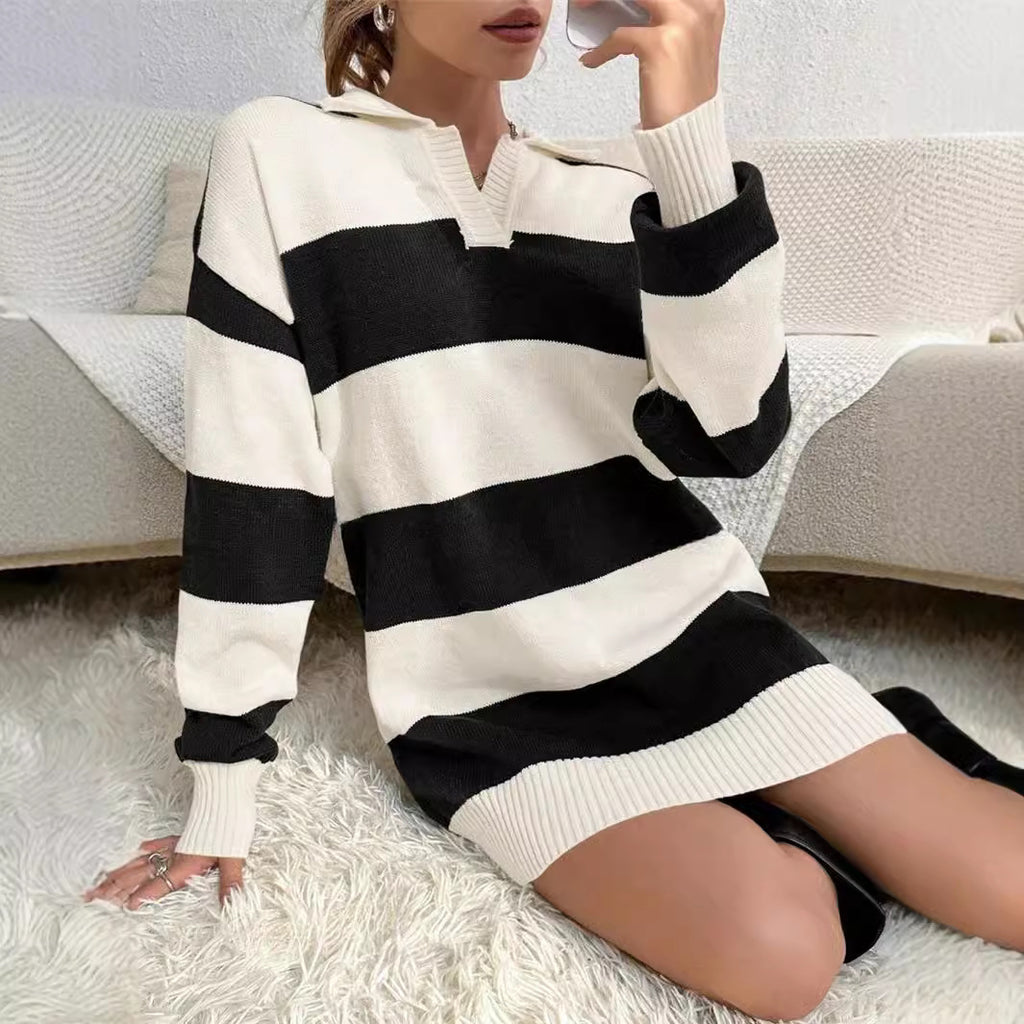 Abito maglione donna a righe - Morbido e casual
