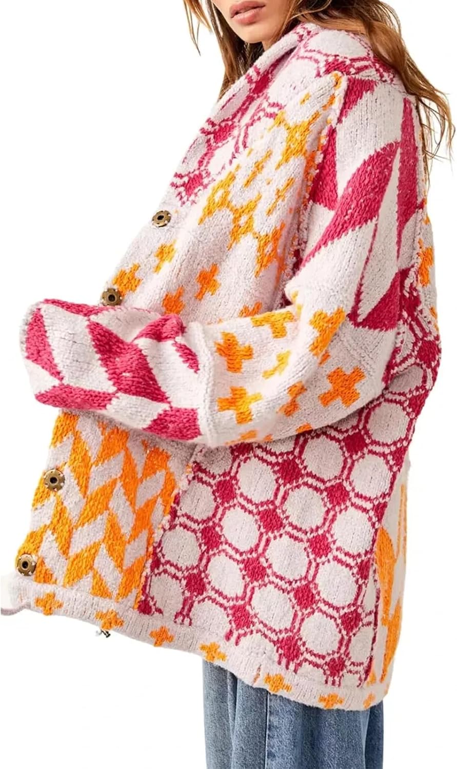 Cardigan lungo donna geometrico - Audace e colorato
