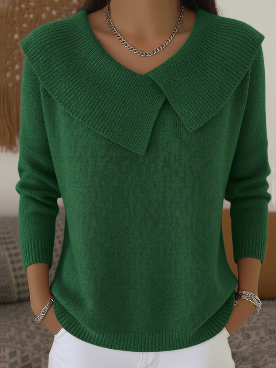 Maglione da donna con collo a coste – Elegante maglione a maniche lunghe