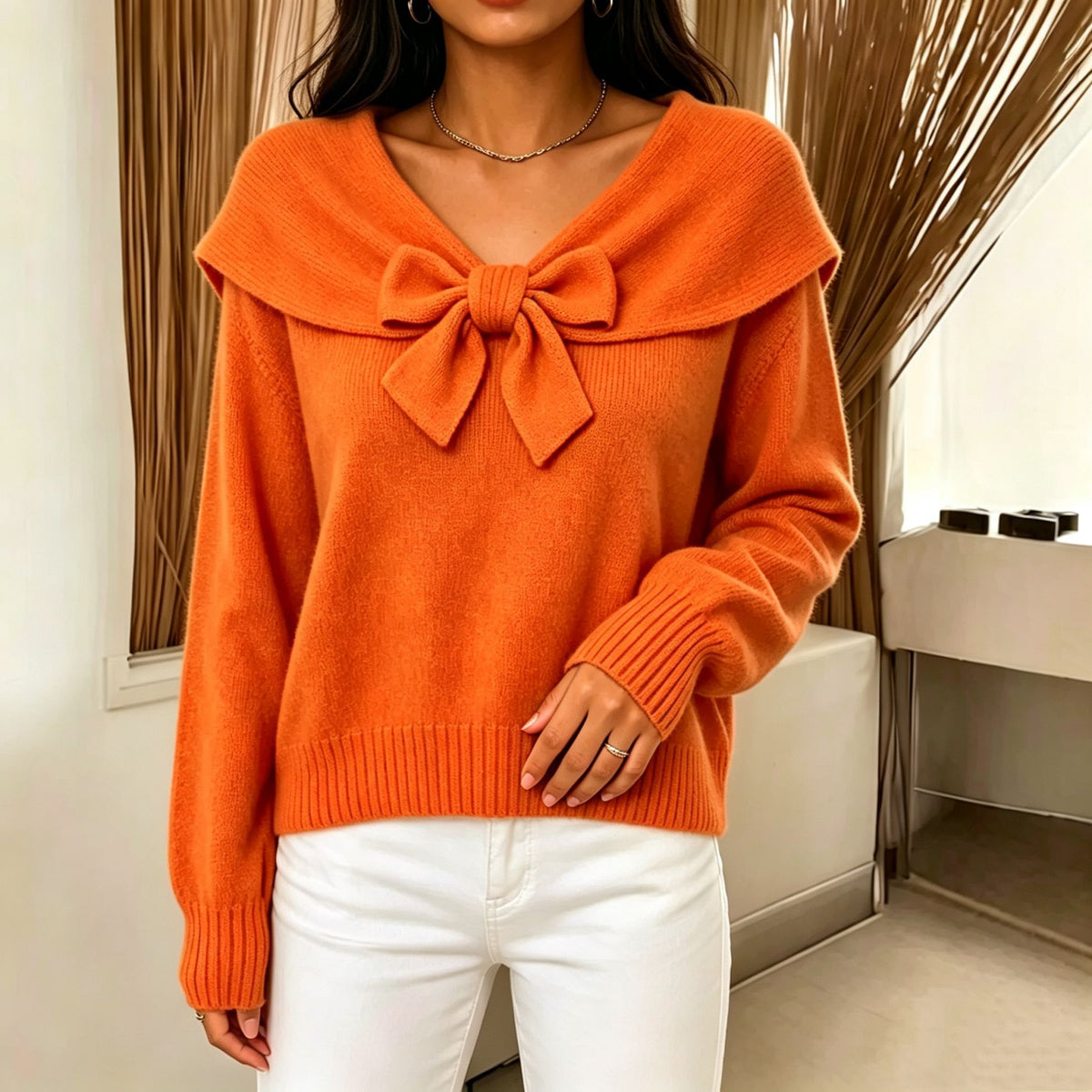 Women's bow sweater - Soft and feminine