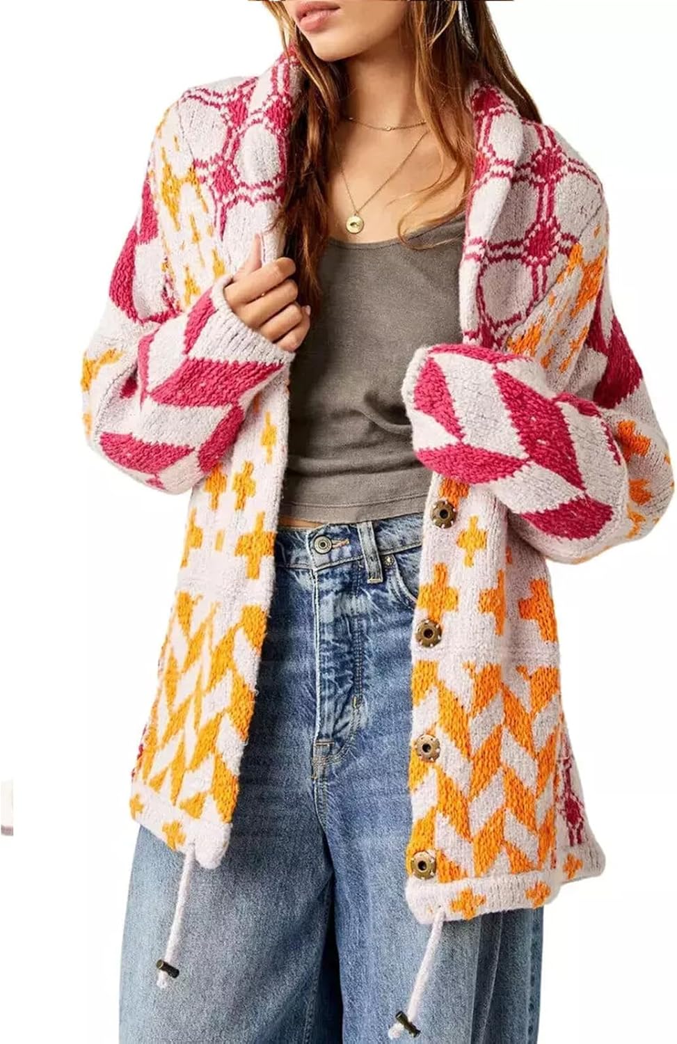 Cardigan lungo donna geometrico - Audace e colorato