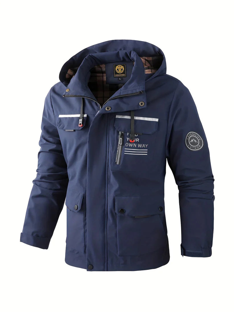 Giacca invernale impermeabile da uomo con cappuccio – Giacca cargo antivento e isolante