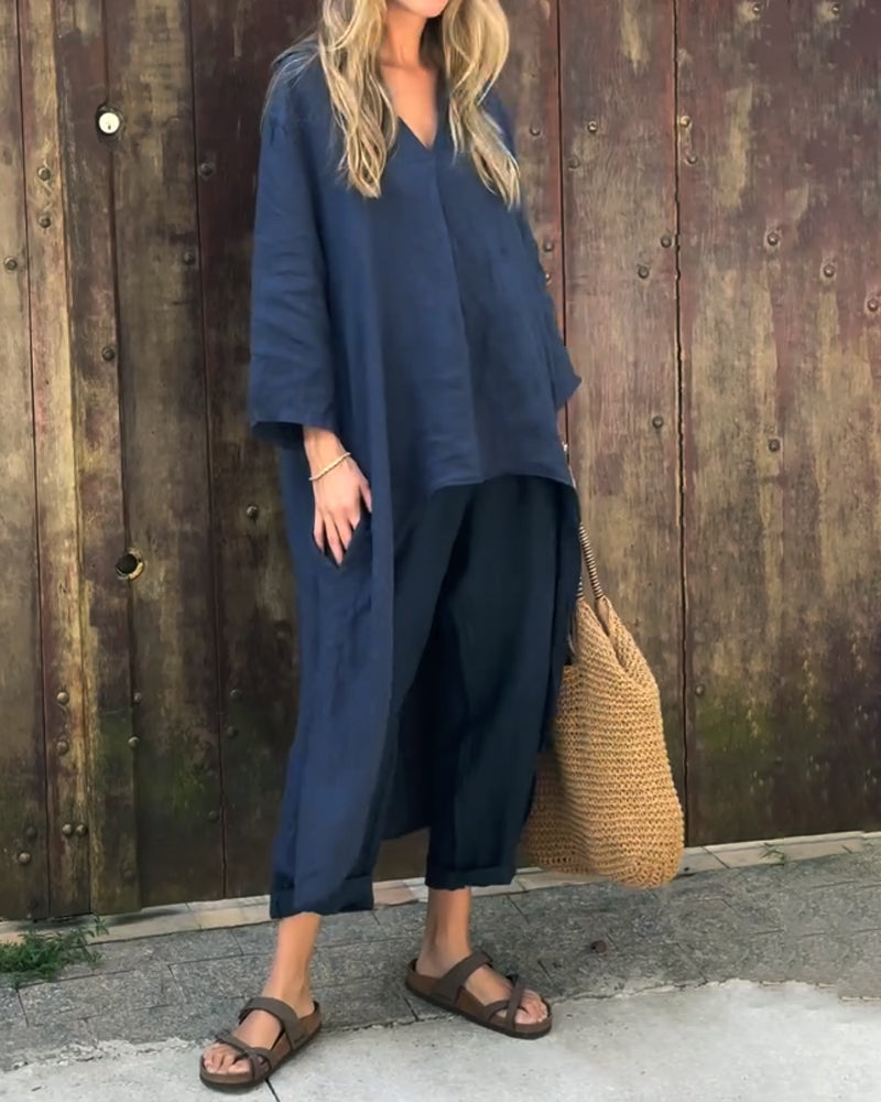 Completo tunica e pantaloni casual da donna - Completo estivo leggero