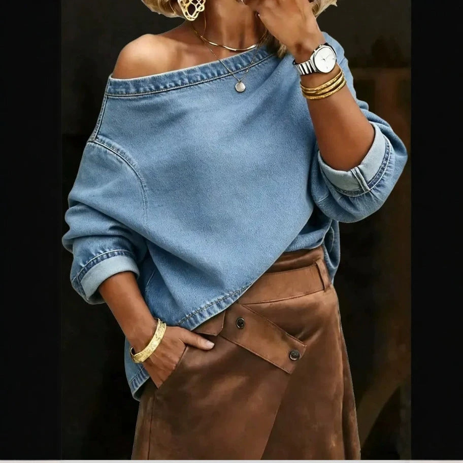 Camicia in denim donna a maniche lunghe - Casual e versatile