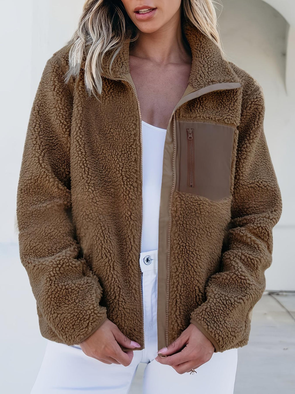 Giacca donna in pile con zip - Casual e calda