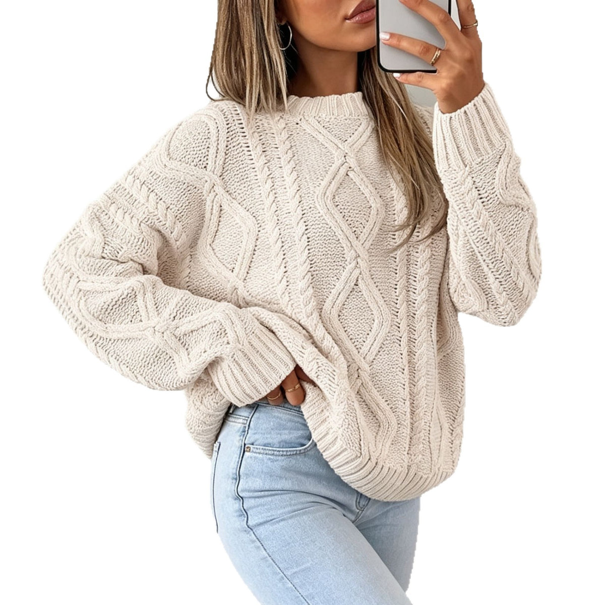 Rummelig sweater til kvinder med rund hals - Blød og afslappet
