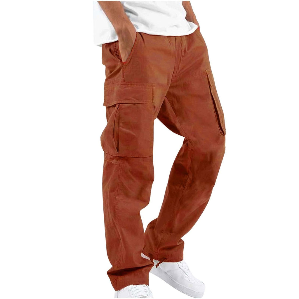Pantaloni cargo a gamba larga da uomo - Vestibilità rilassata - Pantaloni casual in misto cotone