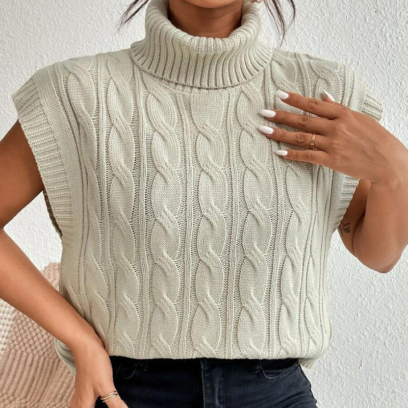 Maglione smanicato donna a collo alto - Morbido e versatile