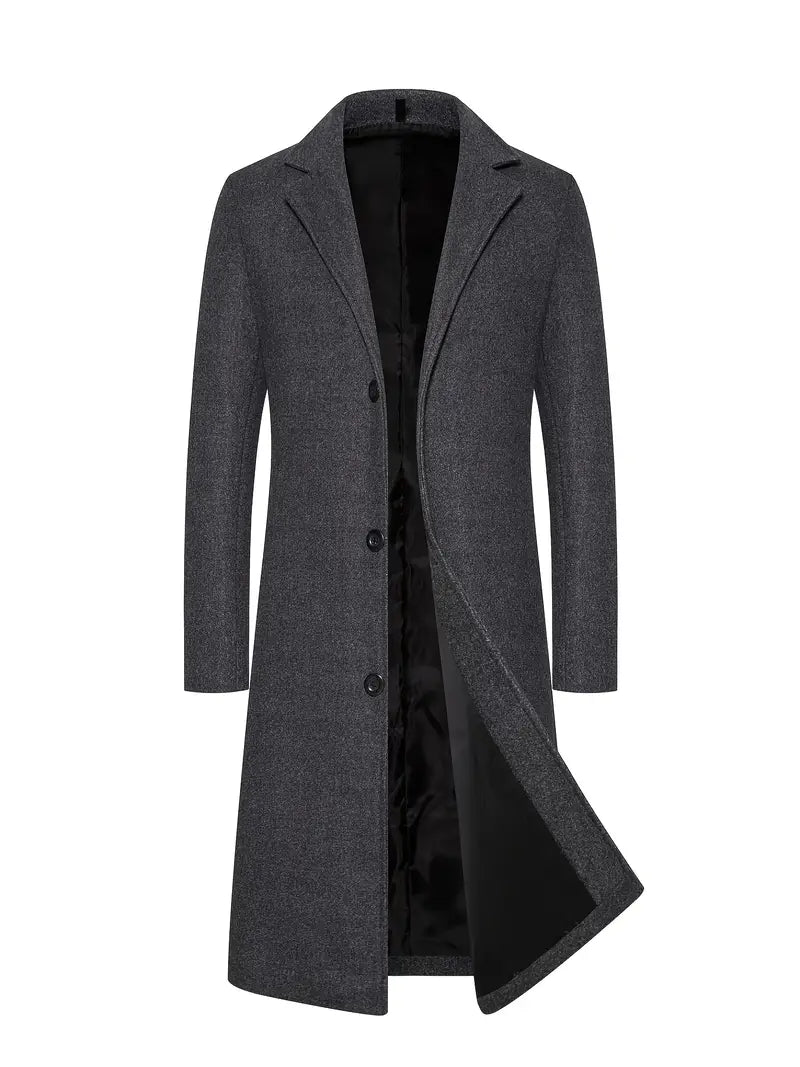 Cappotto lungo monopetto da uomo – Cappotto invernale aderente di alta qualità