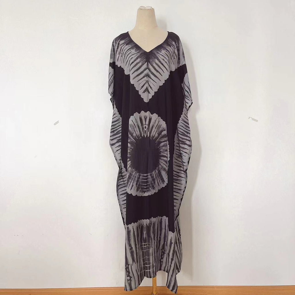 Abito lungo stampato donna con scollo a V - Leggero ed estivo