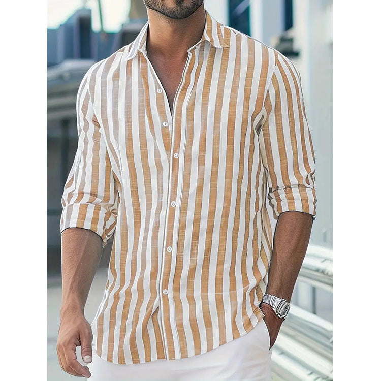 Camicia elegante a righe da uomo – Manica lunga stile casual e moderno
