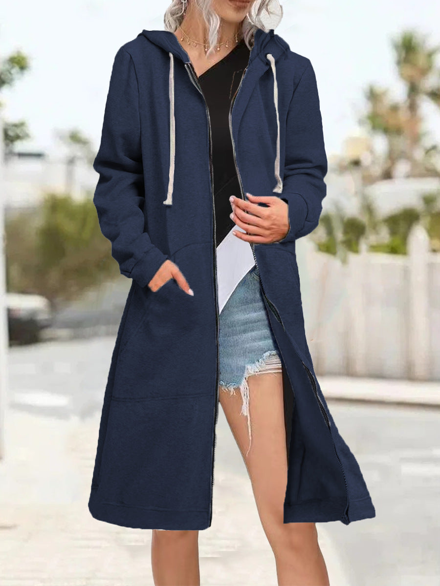 Cardigan oversize multicolor de mujer con cremallera y capucha suave