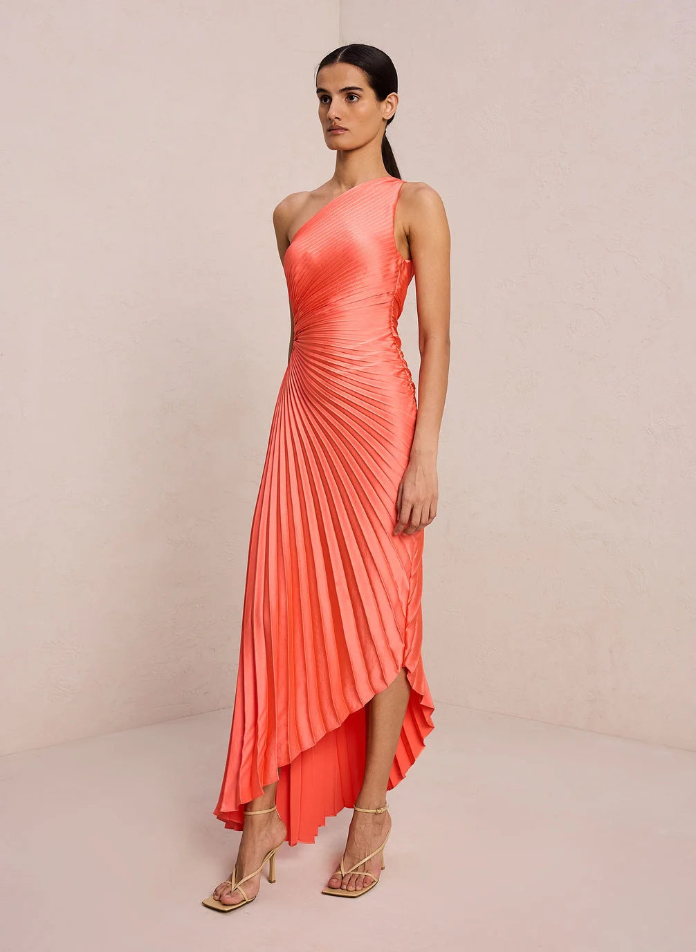 Abito maxi monospalla plissettato da donna - Elegante e fluido