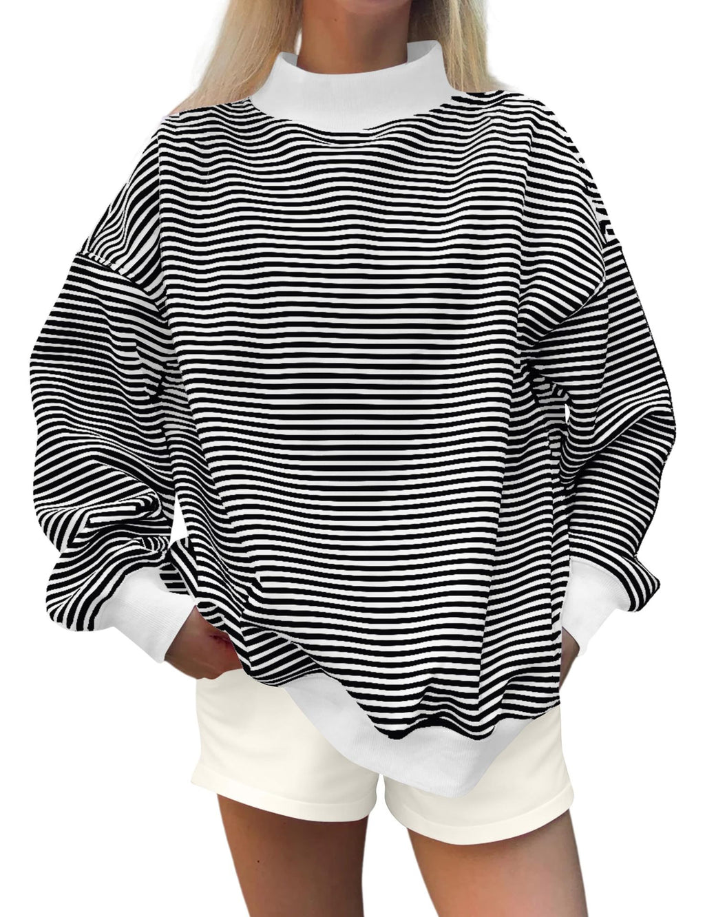 Women’s long-sleeve striped sweater – Soft, casual, and autumnal