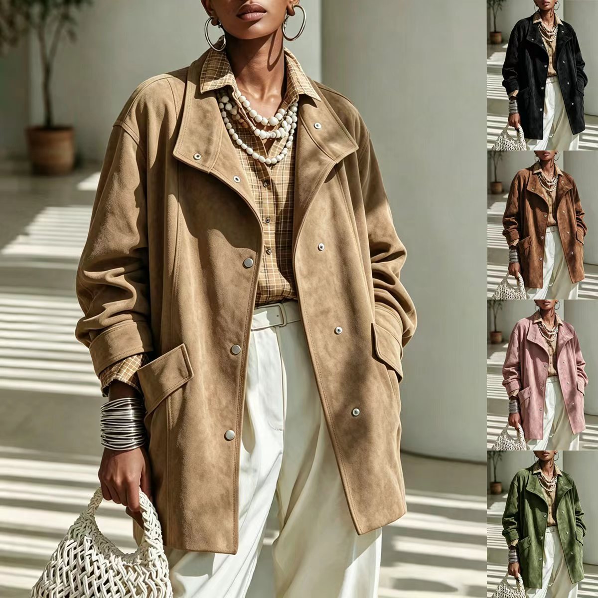 Abrigo midi de mujer con cuello mao - Elegante y cálido